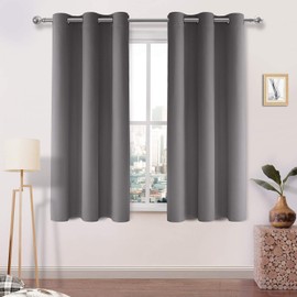 DWCN Grey Blackout Curtains Room Darkening Thermal Insulated Grommet Light Blocking Curtain for Bedroom Living Room 38 x 54 Inches Long, Set of 2 Panels