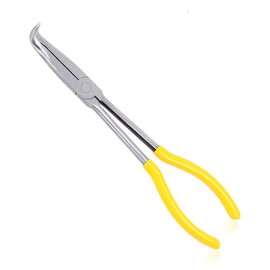 SPEEDWOX Long Reach Long Reach Long Nose Pliers 90 Degree 11" Curved Long Nose Pliers Serrated Jaws