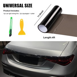 Suvnie - Película de tinte de luz de coche de 12 x 48 pulgadas, luces traseras de camaleón, luces antiniebla con apretón y cortador, calcomanía de vinilo autoadhesivo, accesorios de coche (color negro
