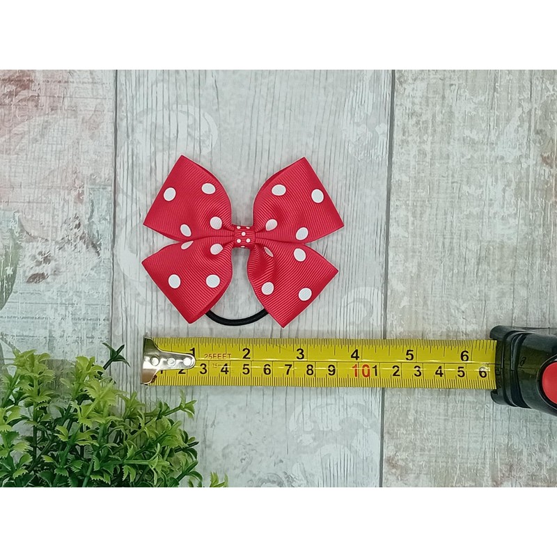 Pack Of 2 Red Polka Dot Satin Ribbon Handmade Hair