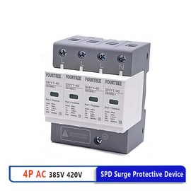 CZKE Surge Protective Device SPD AC 3P+N 20~40KA 30KA~60KA 385V 420V House Lightning Protection Arrester Low-Voltage Protector (Color : 4P 420V AC, Size : 10-20KA)
