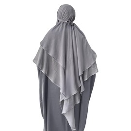 Muslim Headscarf Hijab Elegant Glitter Prayer Khimar One Piece Muslimah Turban Shawl Middle East Body Cover 2 Layers Abaya Jilbab Islamic Ladies Eid Prayer Wear Ramadan Gift