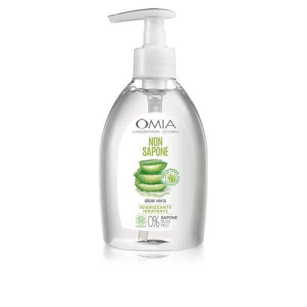 Omia - Salento Organic Soap with Aloe Vera - Liquid Soap for Hands and Face, Moisturising, Softening and Refreshing, Dermatologically Tested - 300ml Bottle