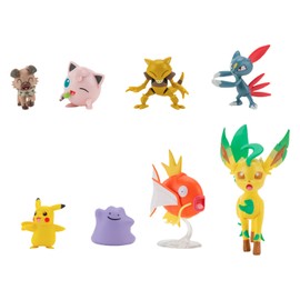 BANDAI - Pokémon - 8 Figures Battle - Pikachu, Rondoudou (Jigglypuff), Rocabot (Rockruff), Abra, Farfuret (Sneasel), Metamorph (Ditto), Phyllali (Leafeon) and Magicarp (Magikarp) - JW2686