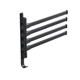 Fenteer Swivel Towel Rack Bathroom Towel Hanger Aluminum Sturdy Flexible Rotatable 4 Arm Bathroom Towel Holder Towel Bar for Bathroom, Black