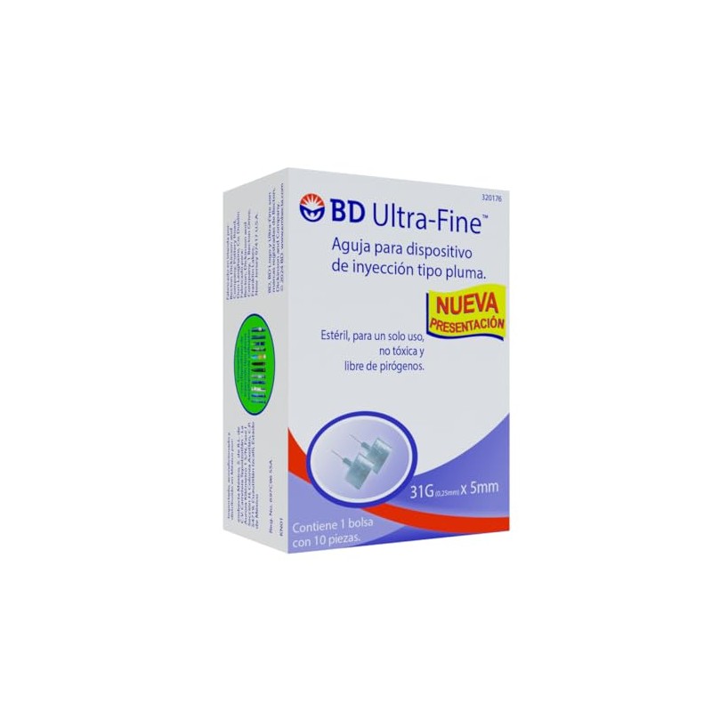 Aguja Ultra-fine 31G X 5mm Para Pluma - 1 Caja