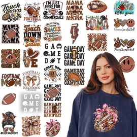 Kaciola 30 Sheets Football Iron on Transfers, Super Bowl DTF Transfers Ready to Press Football Lover Stickers Iron on Decals for T Shirts Hoodie DIY Crafts