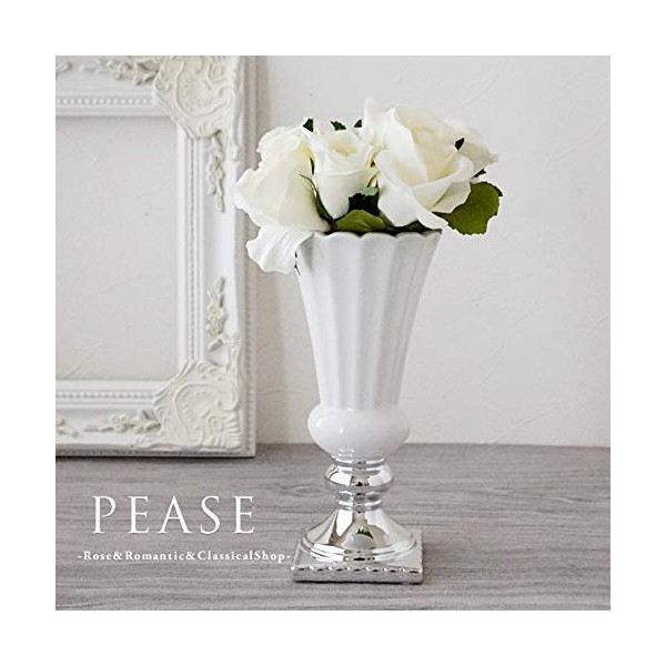 326306173 Clay Flower Base Vase Simple Elegant White Silver Flower Pot Vase Pottery