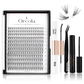 Oreola Individual Eyelashes Set Artificial Eyelashes Natural 228 Pieces Individual Eyelashes with Binding and Sealing 0.07D 20D 8-15 mm Eyelash Cluster with Remover, Applicator, DIY Eyelash Extensions