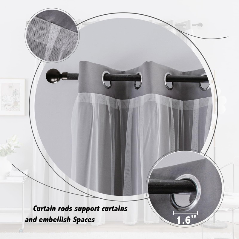 Anytime Home Curtains Blackout and Sheer Layered Solid Window Curtain