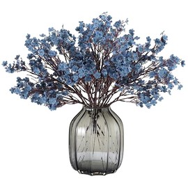 JAKY-Global Baby's Breath Silk Artificial Flowers Bulk 6 Pieces for Autumn Decor Fake Flower Bouquet Bulk for Home Kitchen Indoor Bouquet Flower Arrangement Table Centrepieces Party Decor (Blue Ashes)
