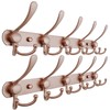 Dseap Coat Rack Wall Mounted - 5 Tri Hooks, Heavy Duty, Stainless Steel, Metal Coat Hook Rail for Coat Hat Towel Purse Robes Mudroom Bathroom Entryway (Rose Gold, Pack of 2)
