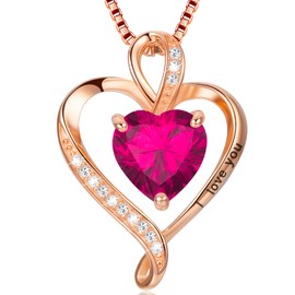 LAVUMO Heart Necklace 925 Silver Rose Gold Women's Necklace – Heart Pendant Silver Chain Jewellery Gift for Wife, Women, Mum, Girlfriend for Birthday, Christmas, Valentine's Day, Hypoallergenic