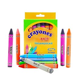 Baco | Crayones Jumbo Triangular - Caja con 24 Piezas, No Tóxico