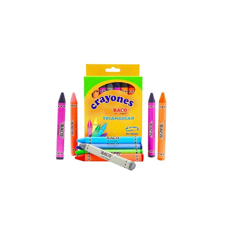 Baco | Crayones Jumbo Triangular - Caja con 24 Piezas,