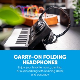 Carry-on FH50 Folding Headphones - 40mm Drivers for Premium Sound - Noise-Isolating Semi-Open Back Design - Comfortable Over-Ear Wired Headphones for Music Production and Everyday Listening