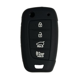 Key Fob Cover for Santa Hybrid: 4 Buttons Silicone Flip Remote Case Protector Fit for Santa N Line Fe Sport Cruz Accent Palisade Tucson Tucson Elantra GT Hybrid 95430G3100 2018 to 2023 (Black2)