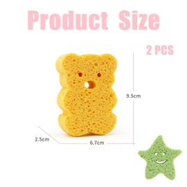 2PCS Sponges for Bath,Bath Sponge for Kids, Bath Sponge,Sponges for Bath Perfect for Newborn and Toddler Infants Skin(Orange and Green)
