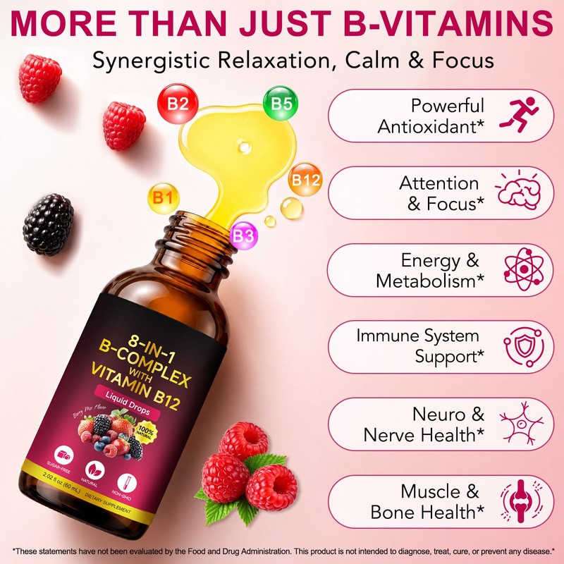 Vitamin B Complex Drops - 8 in 1 Sublingual B12