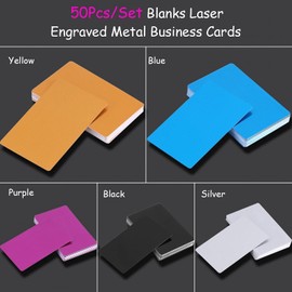 50Pcs Metal Business Cards, 0.22MM Aluminium Alloy Inkjet Printable Waterproof Sublimation Blanks Card ID Card Business Card for Printer (Blue)