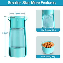 Botella de agua portátil SHAFGO 2 en 1 para cachorros, dispensador de agua de viaje, sin derrames para caminar, apto para lavaplatos