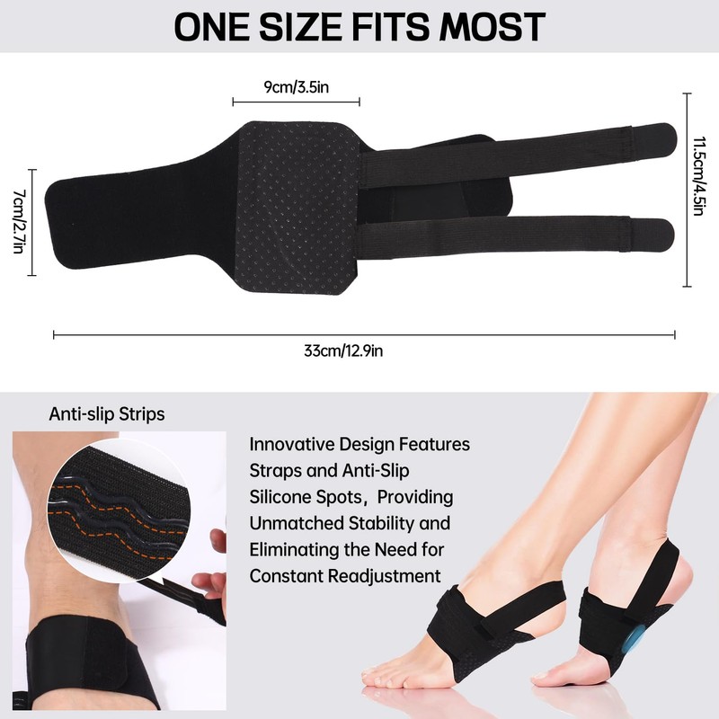 Yulado Fußgewölbe-Bandagen für Plantarfasziitis, Verstellbare Frauen Männer Fußpolstern zur Linderung
