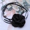 Wendalern Flower Pearl Choker Necklace for Women Black Satin Rose