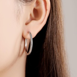 CYMYSS 925 Sterling Silver Hoop Earrings for Women, Large Thin Trendy Hoops Hypoallergenic Huggie Earrings Statement Fashion Jewelry Gifts for Sensitive Ears - Snake Pattern (30mm)