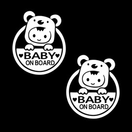 Rumyve2pcs Car Stickers,Baby Board Logo Stickers, Baby On Board Car Sticker Logo Decals,Child Safety Logo Decals Car Decals Reflect Child Safety Warnings(White)