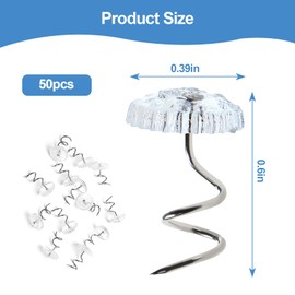 50Pcs Bed Skirt Pins, 10mm Clear Head Twist Pins for Sofa Covers, Upholstery, & Fabric – No-Slip Furniture Fasteners for Sheets, Car Interiors, Garage Insulation
