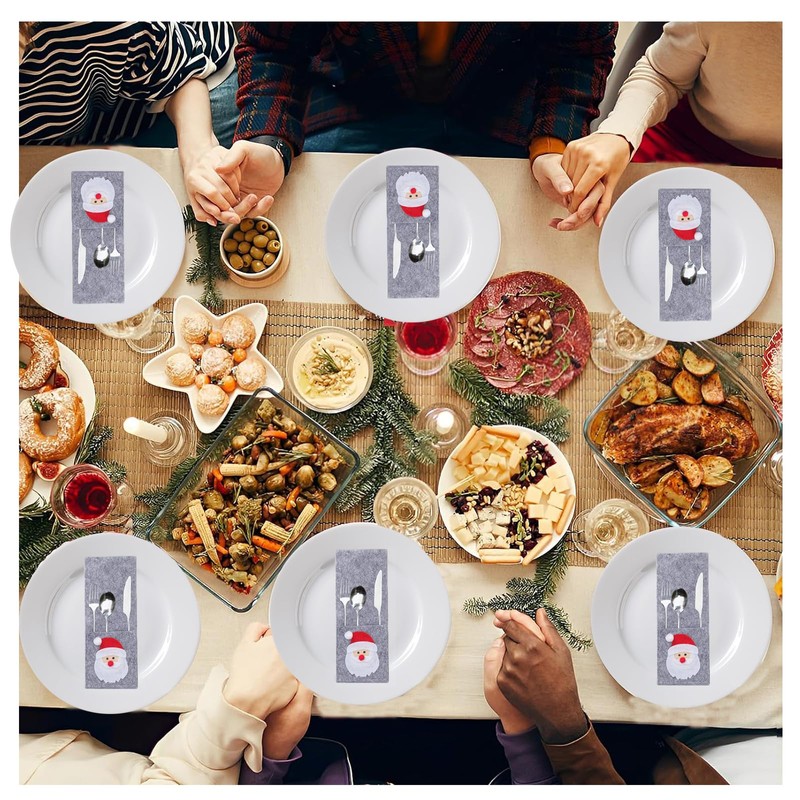 PTBWS Christmas Cutlery Holder Bags, Cutlery Holder Christmas Felt, Santa