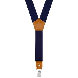 Mcvotcot Suspenders for Men Y Back Adjustable Elastic with Strong Clips 47 Inches Navy
