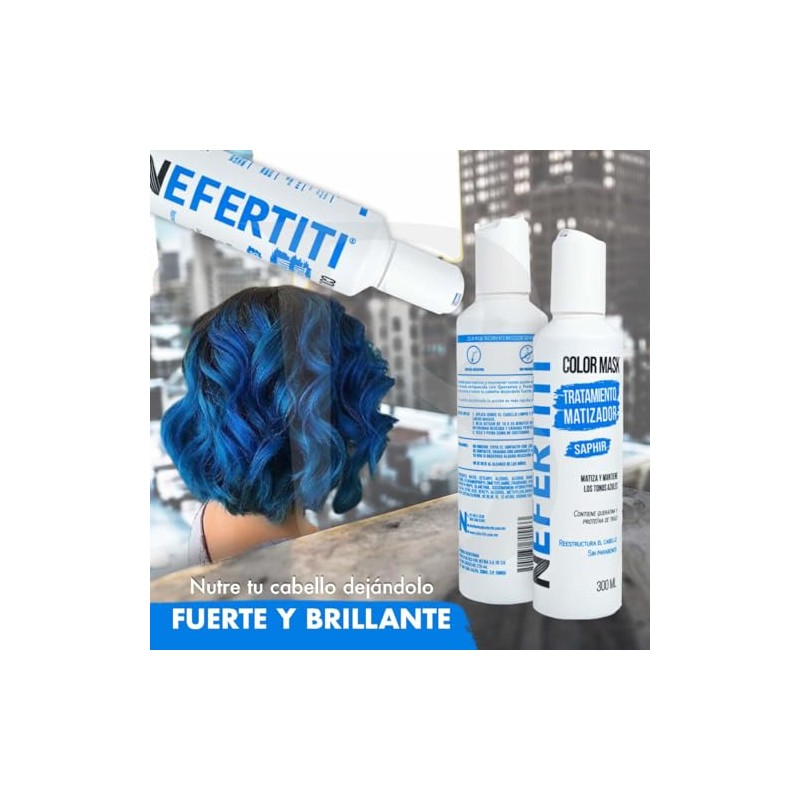 Tratamiento Matizador Azul Nefertiti Saphir Con Keratina para el Cabello