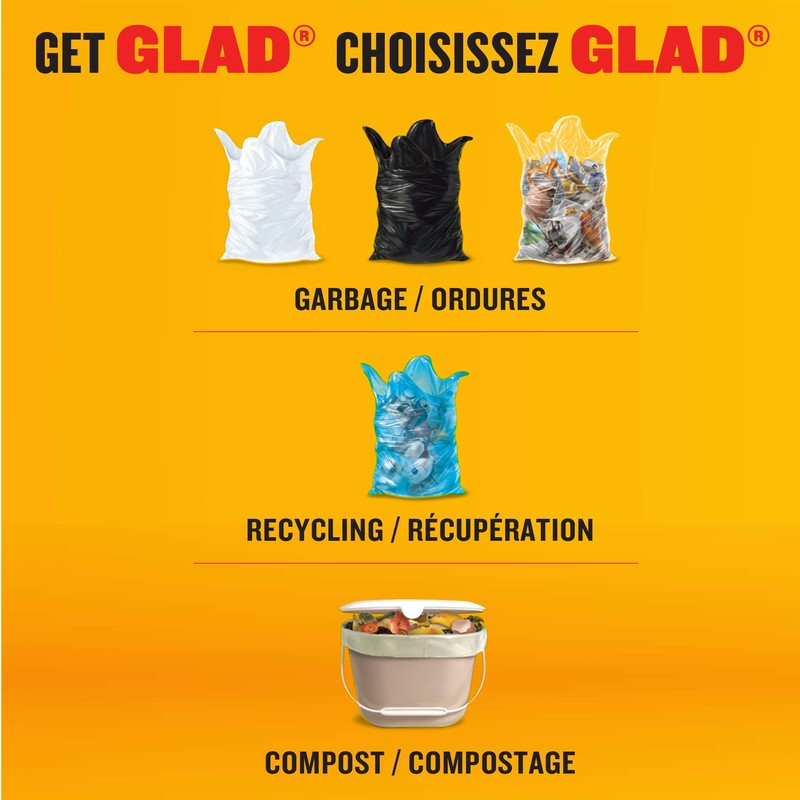 Glad 100% Compostable Bags - Small 10 Litres - Lemon