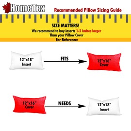 Hometex Canada Throw Pillow Insert 12" x 18" (4 Pack) Synthetic Down with 100% Cotton Cover Faux Alternative Decorative Form