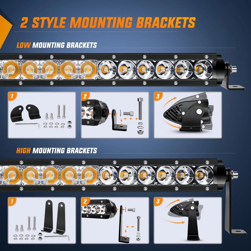 Nilight 31 Inch Amber Single Row Led Light Bar Super