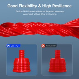 Reprapper Silk TPU Filament, 95A Shore Hardness, 1kg TPU 1.75mm, Elastic 3D Printer Filament, Flexible & Soft Filament for 3D Printer (± 0.03mm) 2.2lb, Red