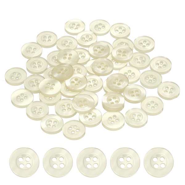 sourcing map 50pcs Sewing Button 11.5mm (0.45") 4 Holes Resin