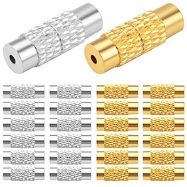 BronaGrand 50pcs Screw Twist Clasps Brass Jewelry End Tip Caps Tube Fastener Cord End Caps DIY Decoration Accessories for Bracelet Necklace Craft Supplies, Golden and Silver, 12 mm x 4.2 mm