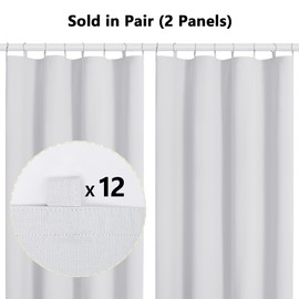 Aiyufeng Curtain Liners with 14 Rings, Blackout Curtain Liner for 54 Inch Curtains, Each 40" Wx50 L, 2 Liners Per Set with 14 Pieces Rings, 100% Blackout Curtain Liner for Bedroom, Greyish White