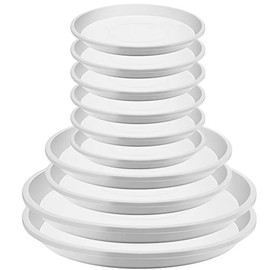 10 Pack Plant Saucer Drip Trays, 4/6/8 Inch Thicker Plastic Plant Tray Flower Pot Saucer Round Pallets for Indoors and Outdoor White Drip Trays for Garden Home Planter