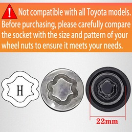 JEUCLEL H-Wheel Locking Nut Key Compatible with Toyota Models, Lexus, Tacoma, Wheel Lock Nut Socket Adapter Set, Wheel Anti-Theft Lug Nut Removal Tool