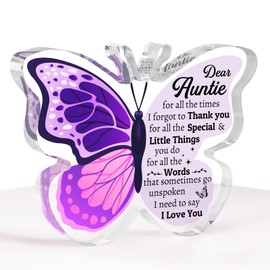 Auntie Gifts, Christmas Gifts for Auntie, Auntie Birthday Gifts - Acrylic Butterfly Plaque Birthday Xmas Gifts for Auntie, Best Auntie Gifts from Nephew Niece, Auntie Presents, Aunty Birthday Gifts