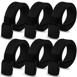 DASHUAIGE Pack of 6 Men's Work Belts, Unisex Nylon Belt, Adjustable Canvas Belt, No Metal Buckle for Men, Quick Pass Through Airport Security, black, One size fits all