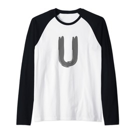 Creative Bold Dark Grey Letter U - Alphabet - Marker Design Raglan Baseball Tee
