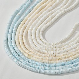 NBEADS 504 Pcs 3 Colors Natural White Shell Beads, Flat Round/Disc Loose Sea Shell Beads Puka Shells Beads for DIY Craft Neckalec Bracelet Jewerly Making