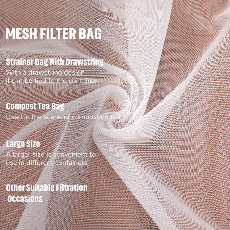 Compost Tea Bag, Pump Strainer Bag with Drawstring, Mesh Filter