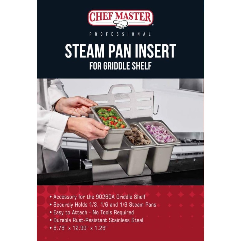 Chef Master Steam Pan Insert & Adjustable Griddle Shelf Set