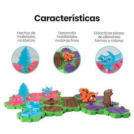 L LET'S PLAY Pista Laberinto de Dinosaurios para Niños | Juego de Mesa Armable Jurásico con 33 Piezas de Diferentes Tamaños | Juguete de contrucción E