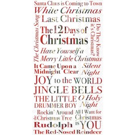 IHR Ideal Home Range Dinner Napkins Disposable 3-Ply Paper Hand Towels, 8.5" x 4.5", Christmas Songs, 16-Count